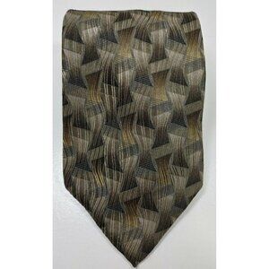 Vintage 60" Long Men's Arrow Geometric Patterned Tie Gray Brown Cream Blue Green